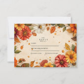 Herfst Madelief Bloemige Bruiloft RSVP Kaartje (Voorkant)
