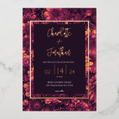 Herfst Magic Garden Bloemen Bruiloft Goud Folie Uitnodiging (Voorkant)