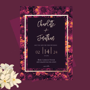 Herfst Magic Garden Bloemen Bruiloft Goud Folie Uitnodiging