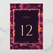 Herfst Magic Tuin Bloemen Tafel Nummers Goud Folie Uitnodiging (Voorkant)