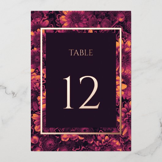 Herfst Magic Tuin Bloemen Tafel Nummers Goud Folie Uitnodiging (Voorkant)