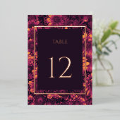 Herfst Magic Tuin Bloemen Tafel Nummers Goud Folie Uitnodiging (Staand Voorkant)