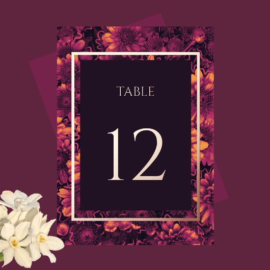 Herfst Magic Tuin Bloemen Tafel Nummers Goud Folie Uitnodiging
