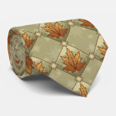 Herfst Magische Bladeren En Sterren Diamantpatroon Stropdas (Opgerold)