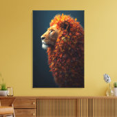 Herfst Majesteit – De Serene Leeuw van Vallende Bl Canvas Afdruk (Insitu (Woonkamer))