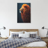 Herfst Majesteit – De Serene Leeuw van Vallende Bl Canvas Afdruk (Insitu (Slaapkamer))