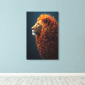 Herfst Majesteit – De Serene Leeuw van Vallende Bl Canvas Afdruk (Insitu (Houten vloer))