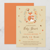 Herfst Mam en Baby Fox Baby shower Aankondiging (Voorkant / Achterkant)