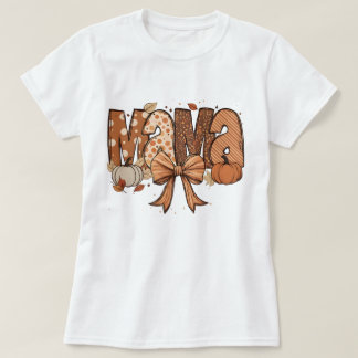 Herfst Mama Pompoen en Bow T-shirt Design
