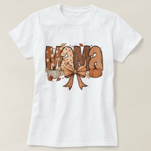 Herfst Mama Pompoen en Bow T-shirt Design (Design voorkant)