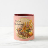 Herfst mand, bloemen, pompoenen, maïs Thanksgiving Mok (Midden)