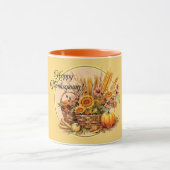 Herfst mand, bloemen, pompoenen, maïs Thanksgiving Mok (Midden)