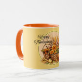 Herfst mand, bloemen, pompoenen, maïs Thanksgiving Mok (Voorkant links)