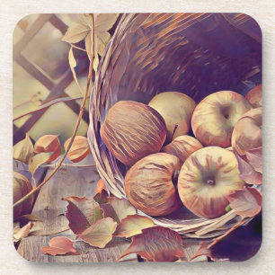 Herfst mand van appels vruchten waterverf bier onderzetter