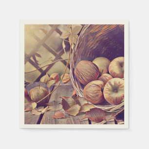 Herfst mand van appels vruchten waterverf servet