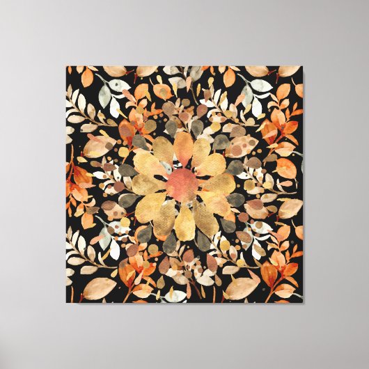 Herfst Mandala bladeren Canvas Afdruk (Voorkant)