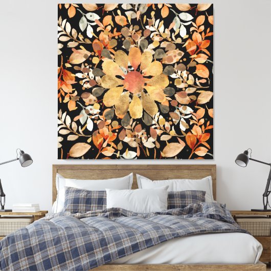 Herfst Mandala bladeren Canvas Afdruk (Insitu (Slaapkamer))