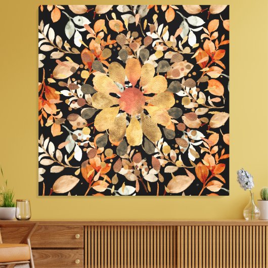 Herfst Mandala bladeren Canvas Afdruk (Insitu (Woonkamer))
