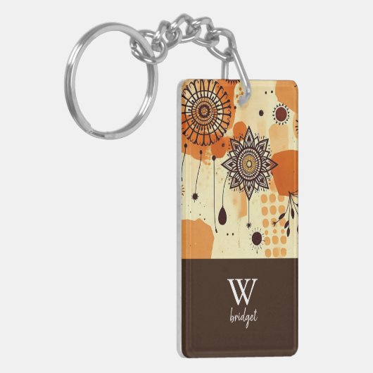 Herfst Mandala Boho Chic Bloemen Tonen Sleutelhanger (Voorkant Links)