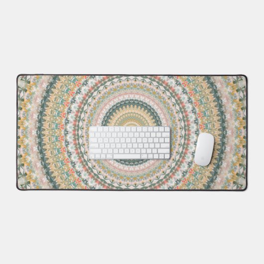 Herfst Mandala Boho Hippie Retro Abstracte Kunst Bureaumat (Keyboard & Muis)