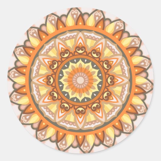Herfst Mandala Boho Warme Val Aesthetische Decal Ronde Sticker (Voorkant)