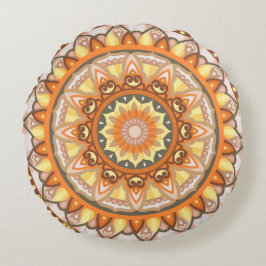 Herfst Mandala Gezellige Herfst Boho Oranje Rond Kussen