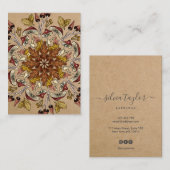 Herfst mandala kunst herfstkleuren hout visitekaartje (Voorkant / Achterkant)