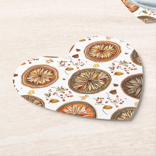 herfst-mandala-patroon kartonnen onderzetters (Gekanteld)