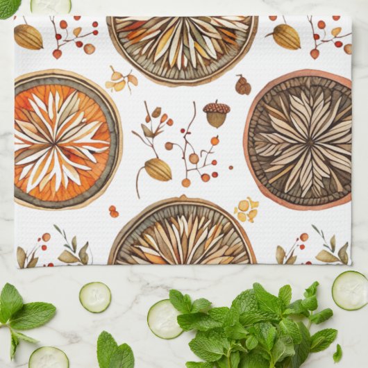 herfst-mandala-patroon theedoek (Gevouwen)