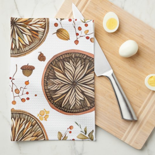 herfst-mandala-patroon theedoek (Quarter Fold)