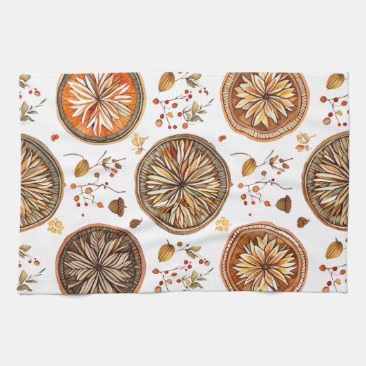 herfst-mandala-patroon theedoek (Horizontaal)