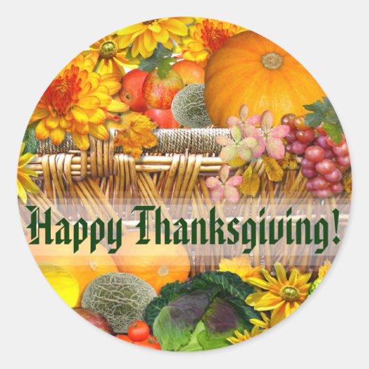 Herfst mandje ~ Envelope Seal/sticker Ronde Sticker (Voorkant)