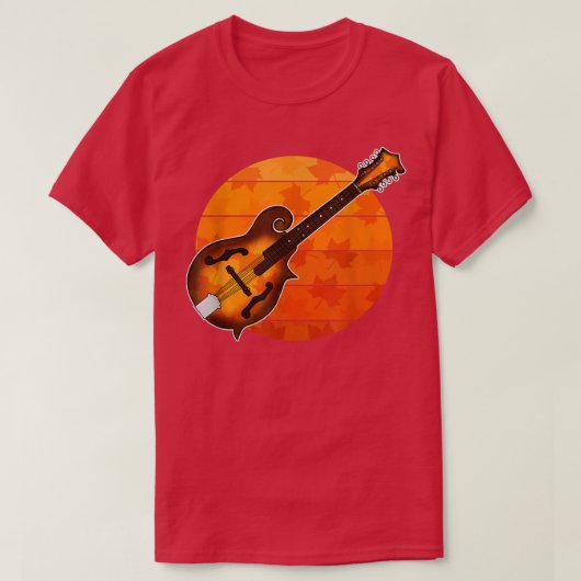 Herfst Mandolin Mandolinist Autumn Thanksgiving Mu T-shirt (Design voorkant)