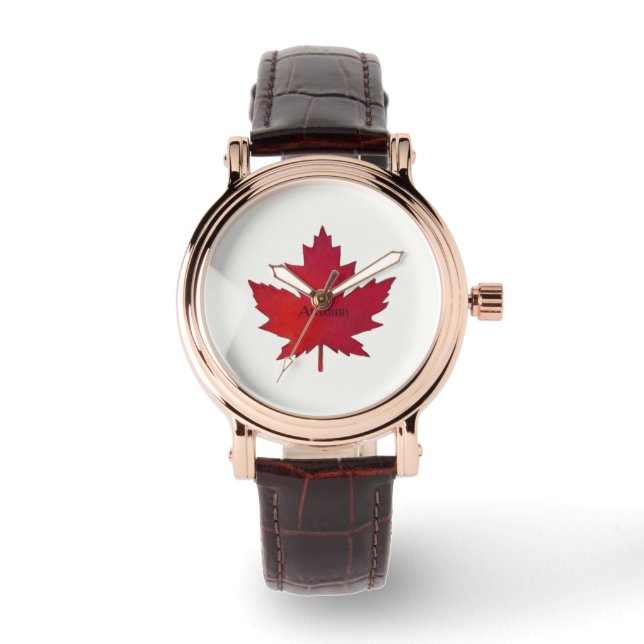 Herfst Maple blad Canada Lederen horloge (Voorkant)