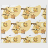 Herfst Maple Bladeren Met Branches En Zonsondergan Cadeaupapier (Vlak)