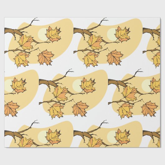 Herfst Maple Bladeren Met Branches En Zonsondergan Cadeaupapier (Vlak)