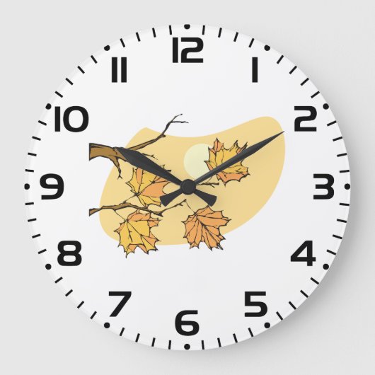 Herfst Maple Bladeren Met Branches En Zonsondergan Grote Klok (Voorkant)