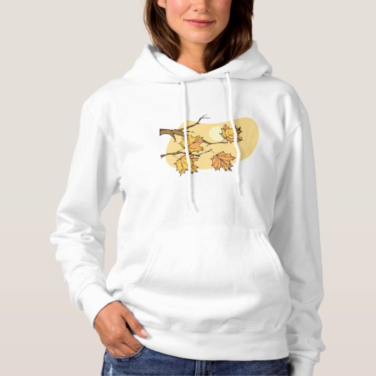 Herfst Maple Bladeren Met Branches En Zonsondergan Hoodie (Voorkant)