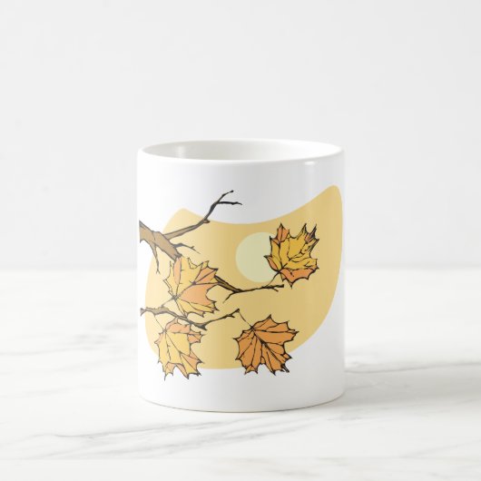 Herfst Maple Bladeren Met Branches En Zonsondergan Koffiemok (Center)