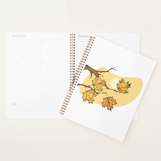 Herfst Maple Bladeren Met Branches En Zonsondergan Planner (Display)