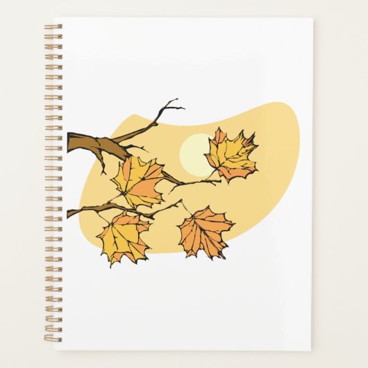 Herfst Maple Bladeren Met Branches En Zonsondergan Planner (Voorkant)