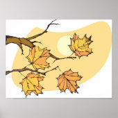 Herfst Maple Bladeren Met Branches En Zonsondergan Poster (Voorkant)