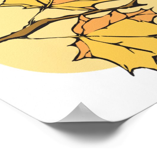 Herfst Maple Bladeren Met Branches En Zonsondergan Poster (Hoek)