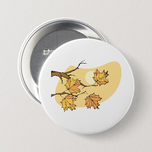 Herfst Maple Bladeren Met Branches En Zonsondergan Ronde Button 7,6 Cm (Voorkant /achterkant)
