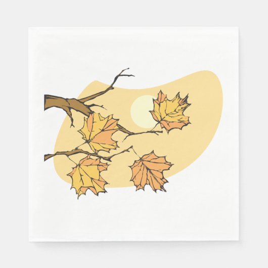 Herfst Maple Bladeren Met Branches En Zonsondergan Servet (Voorkant)
