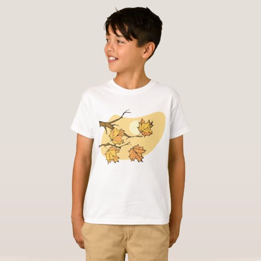 Herfst Maple Bladeren Met Branches En Zonsondergan T-shirt (Voorkant volledig)