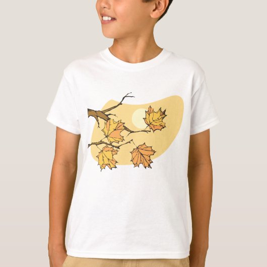 Herfst Maple Bladeren Met Branches En Zonsondergan T-shirt (Voorkant)