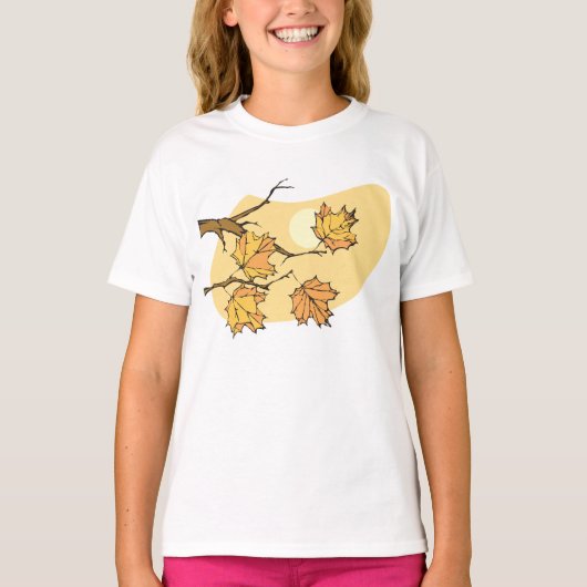 Herfst Maple Bladeren Met Branches En Zonsondergan T-shirt (Voorkant)