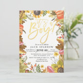 Herfst Maple laat Kaarten van pompoenen Baby showe (Staand voorkant)