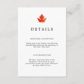 Herfst Maple Leaf Black & White Wedding Details Informatiekaartje (Voorkant)